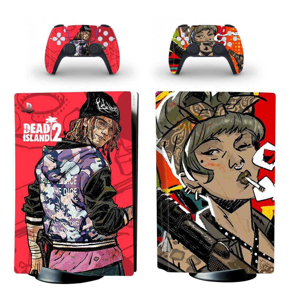 Dead Island 2 PS5 Disc Skin Sticker Decal Cover for Console and 2 Controllers PS5 Disk Skin Sticker Vinyl