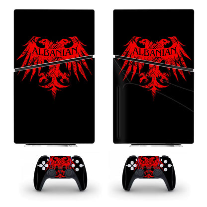 Albania National Flat PS5 Slim Disc Skin Sticker Decal Cover for Console and 2 Controllers New PS5 Slim Disk Skin Sticker Vinyl