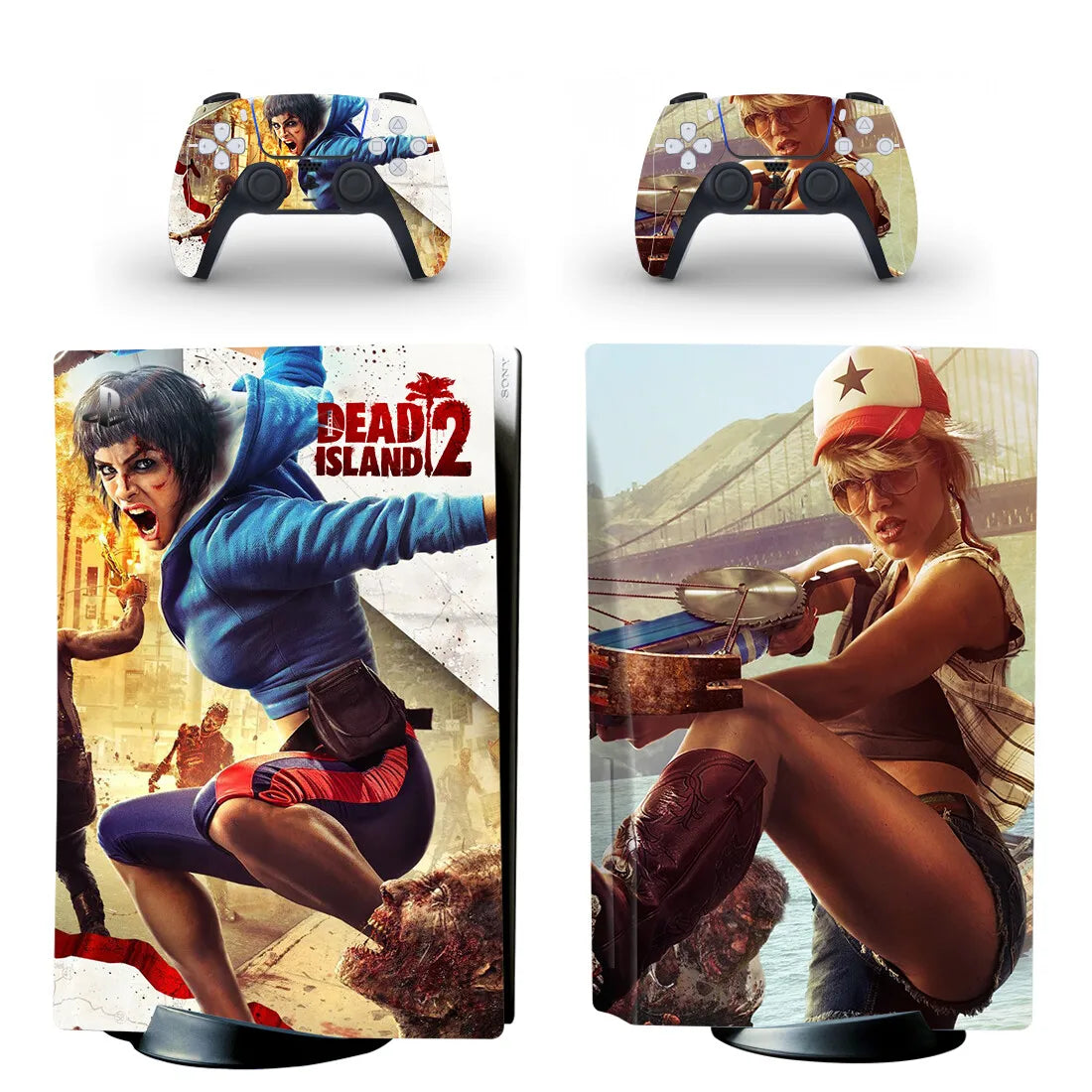 Dead Island 2 PS5 Disc Skin Sticker Decal Cover for Console and 2 Controllers PS5 Disk Skin Sticker Vinyl